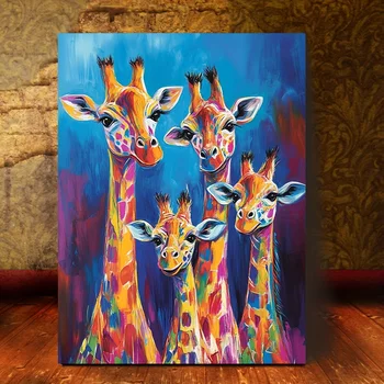 Colorful Giraffe Canvas Art 1