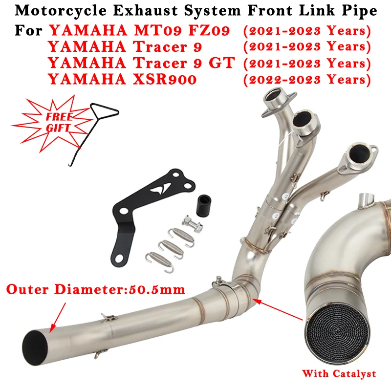 

Motorcycle Exhaust Escape Modified Muffler Front Link Pipe With Catalyst For YAMAHA MT09 FZ09 Tracer 9 GT XSR900 2021 2022 2023