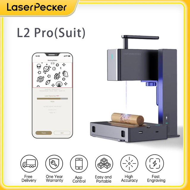 LaserPecker 2 Laser Engraver Portable Wood Engraving Machine DIY or Logo  Printer Wood Graver Art Making Laser Engraving Machine