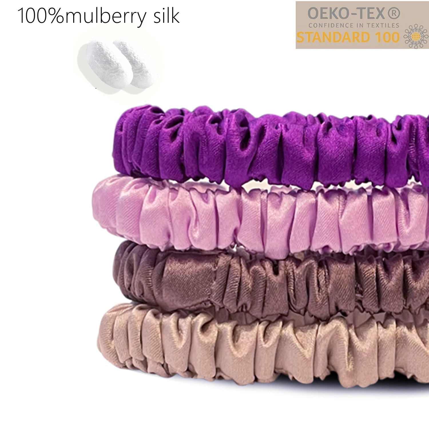 4pcs 100% reine Maul beers eide Haar Scrunchie handgemachte Haar bänder Frauen Mädchen Haarschmuck reine Farbe natürliche Haar gummis Box – Detail 6
