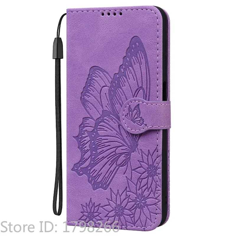 Butterfly Flip Cover Leather Wallet Phone Case with Card Holder