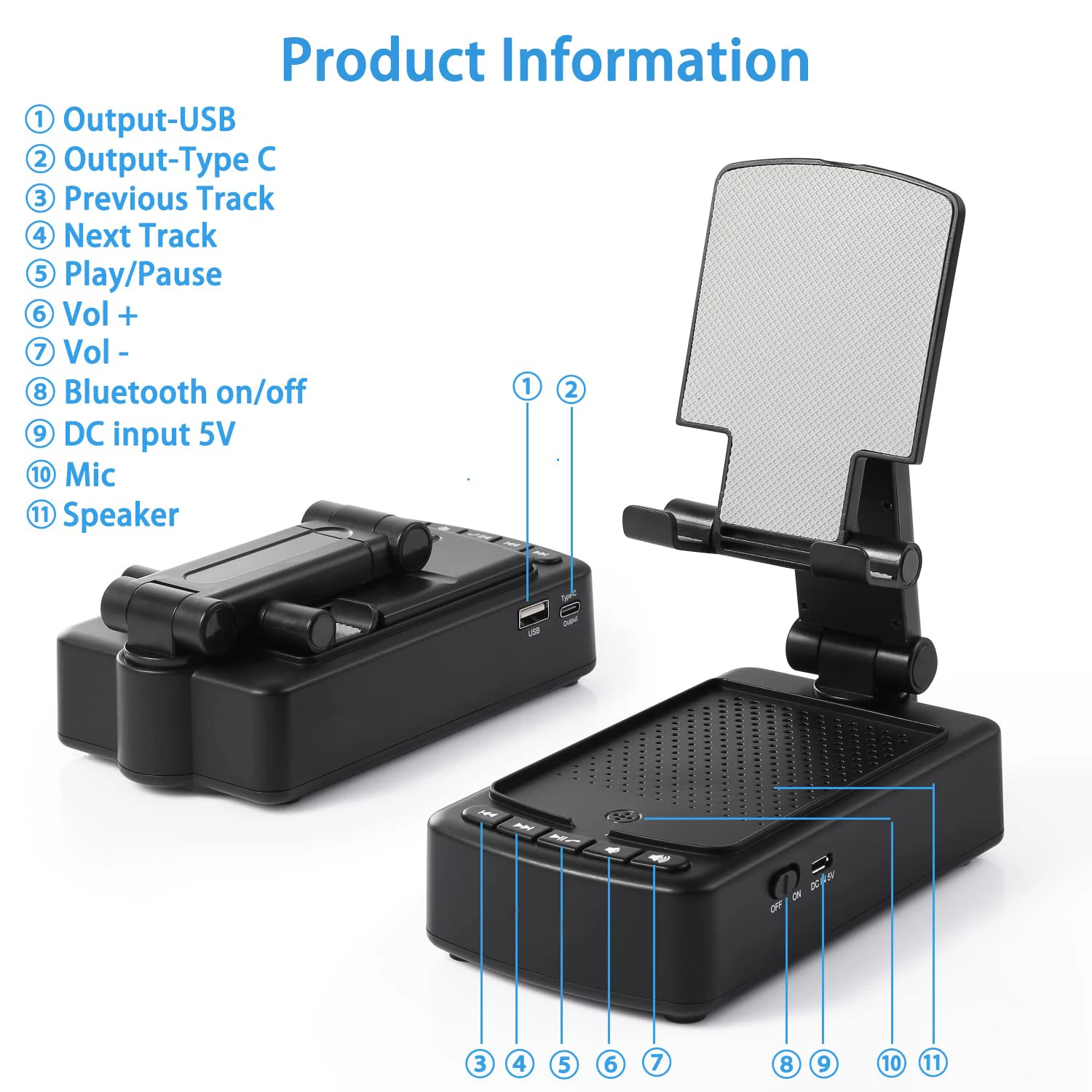 Cell Phone Stand with Wireless Bluetooth Speaker, Adjustable HD Surround  Sound Phone Speakers, Charging Sation for Phone Tablet