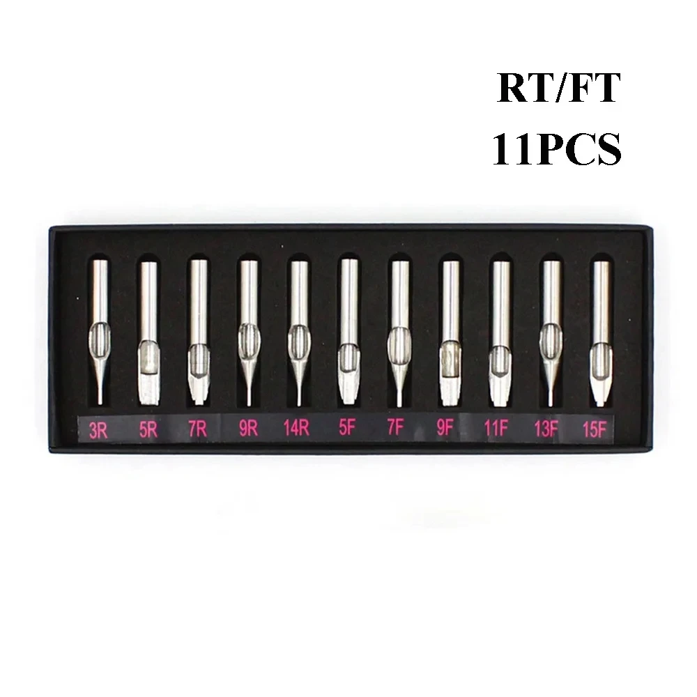 Tattoo Nozzle Tips Kit RT FT DT Stainless Steel Mixd Sizes Tattoo Tip Tube Kits Assorted Tip for Coil Machine