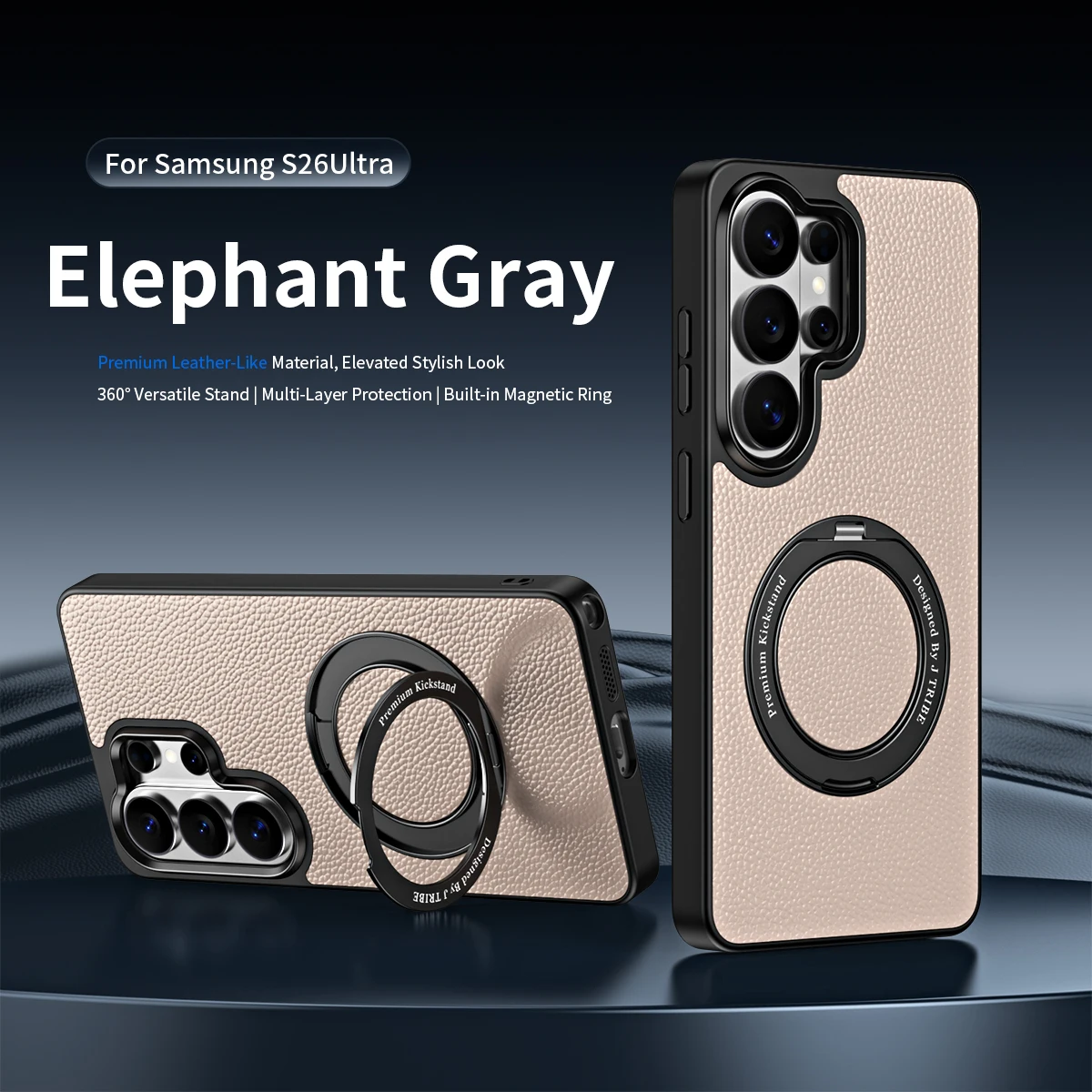 Magnetic 360° Rotating Stand Luxury Leather Phone Case with Wireless Charging