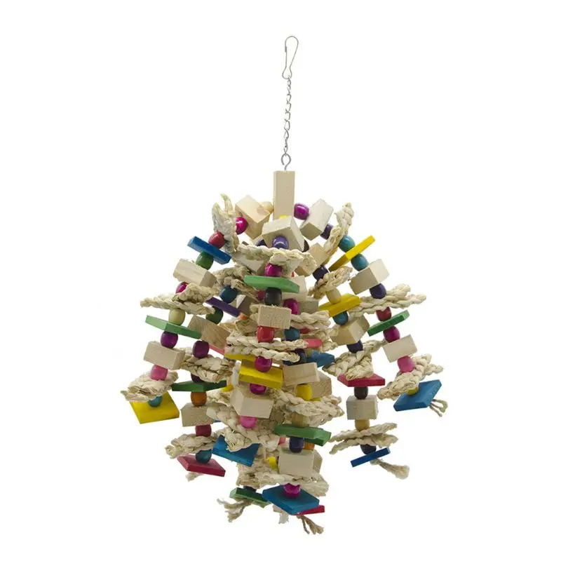 

Parrot Wooden Chewing Toy Large Size 19" Height Natural Blocks Beads