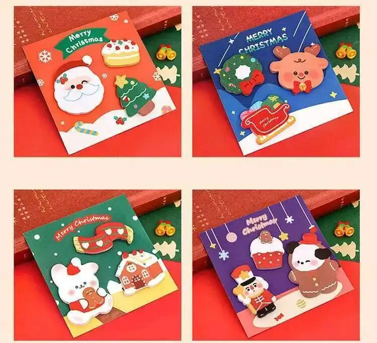 1 Stück Lytwt's Weihnachts aufkleber Haft notizen niedlichen Kawaii Cartoon Kleber Notizblock Notizblock Bürobedarf Schul briefpapier – Detail 3