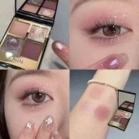 Four-color Eyeshadow Palette Sparkling Pink Brown Earth Color Smoked Eye Shadow Palette Matte Glitter Eyeshadow Shiny Eye Makeup 2