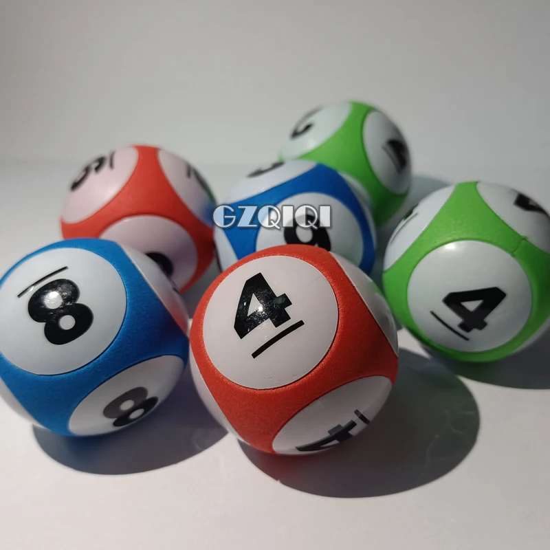 Lotto bingo balls with six sides numbered printing