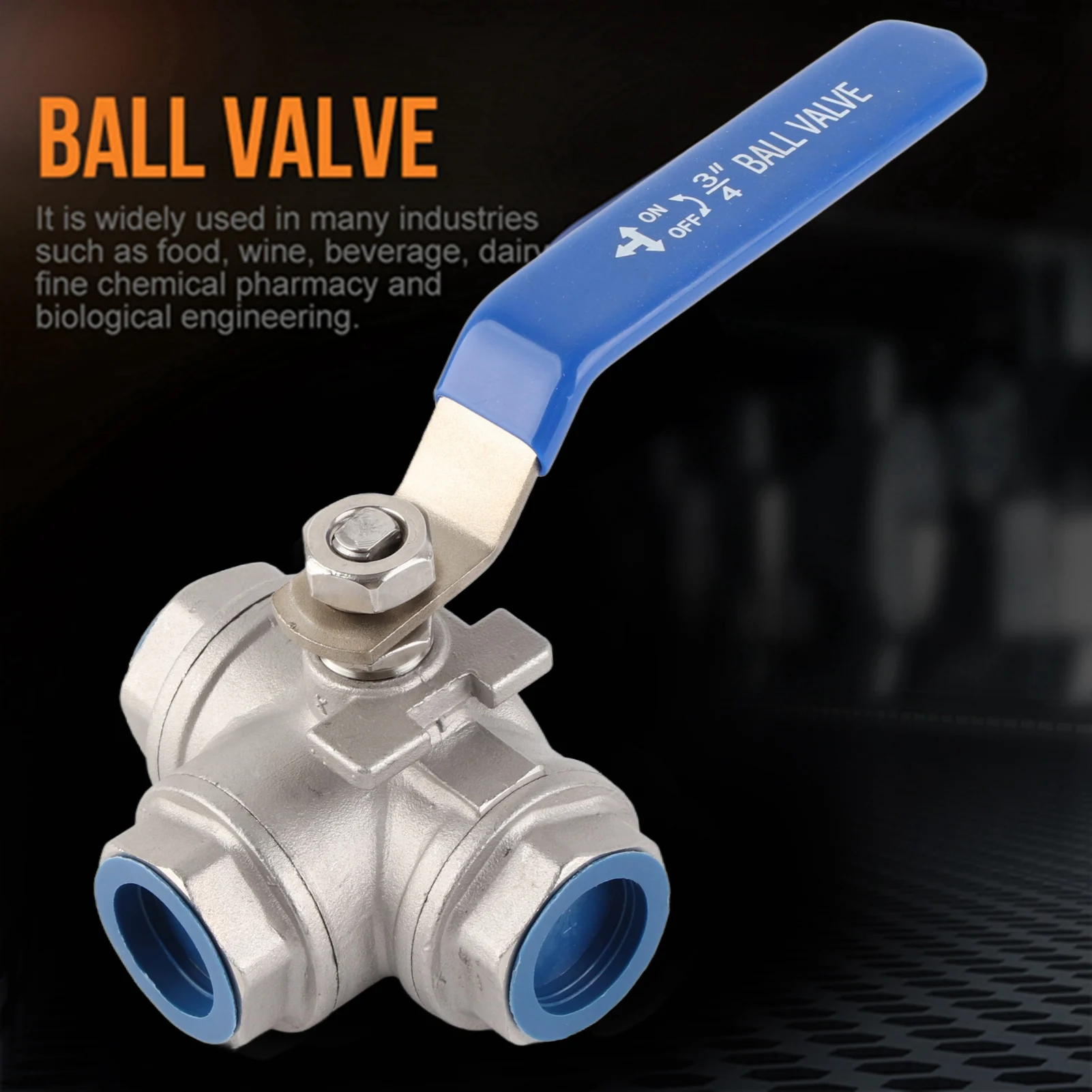 Stainless Steel SUS304 Pipe Ball Valve Three Way T Type Female Thread 3/4" DN20 Ball Valve DN20 Three way