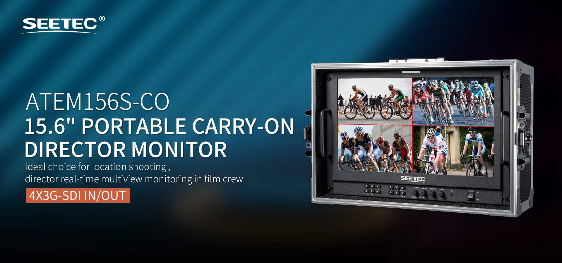 ATEM156S-CO 15.6 Inch Multi Camera Broadcast Carry-on Monitor D LUT HDR Waveform