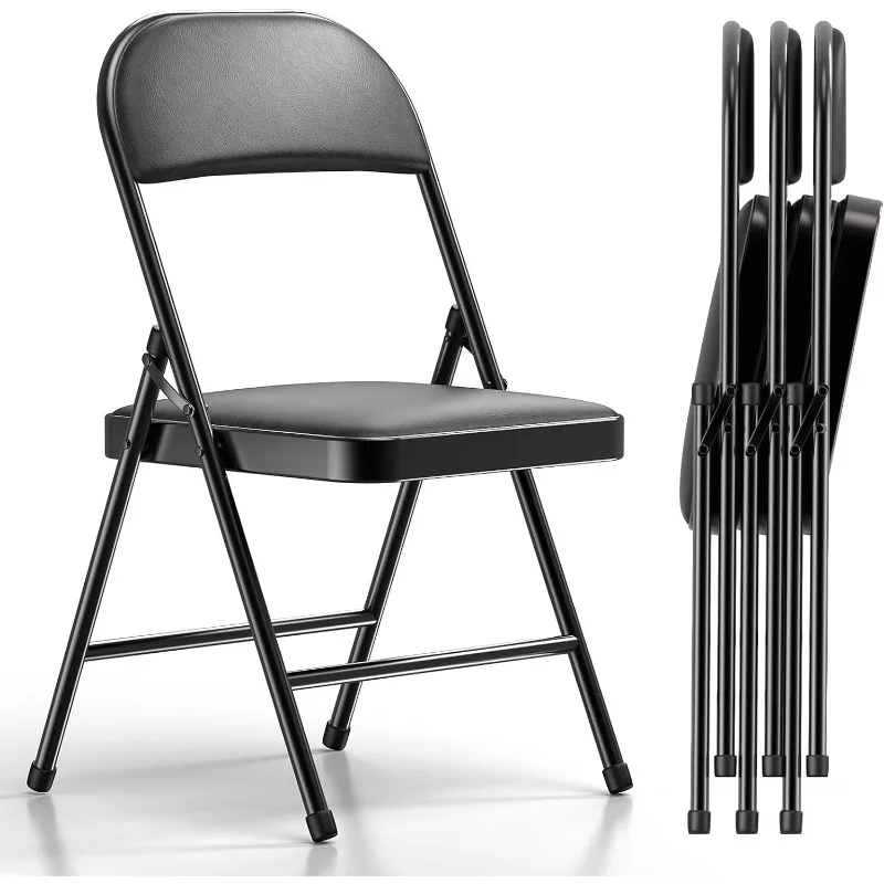 Nazhura 4 Pack Folding Chairs with Padded Cushion and Back, Padded Folding Chairs for Home and Office, Indoor and Outdoor Events