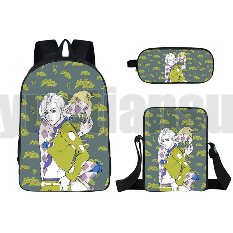 

Top Quality JoJo Bizarre Adventure 3D Backpack 3 Pcs/Set Laptop Travel Leisure Men Business Mochila Anime Harajuku Japanese Bag