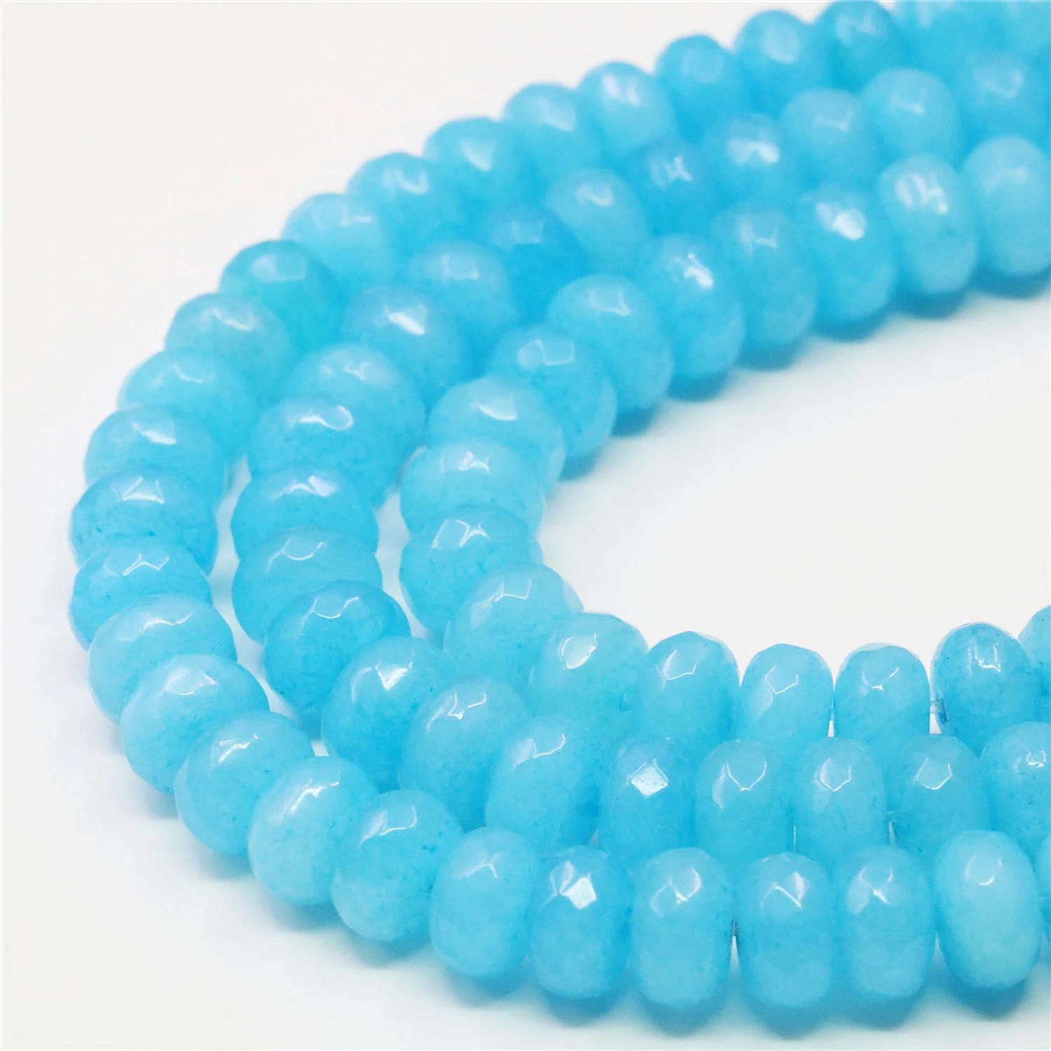 5x8mm Natural SkyBlue Loose Faceted Beads Gems Stone Chalcedony Making Necklace/Bracelet,DIY Handmade Accessory Spacer Beads