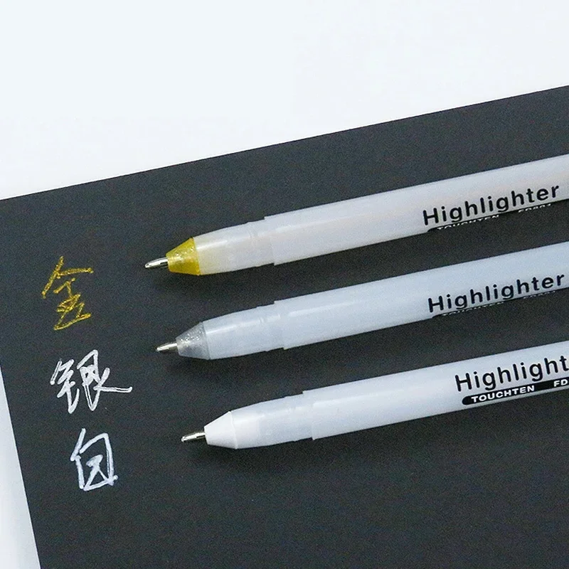 Permanent Art Paint Marker Set 0.7mm White Gold Silver Gel Pen Metalic Marker Pens for Kids Black Paper Writing Painting 2