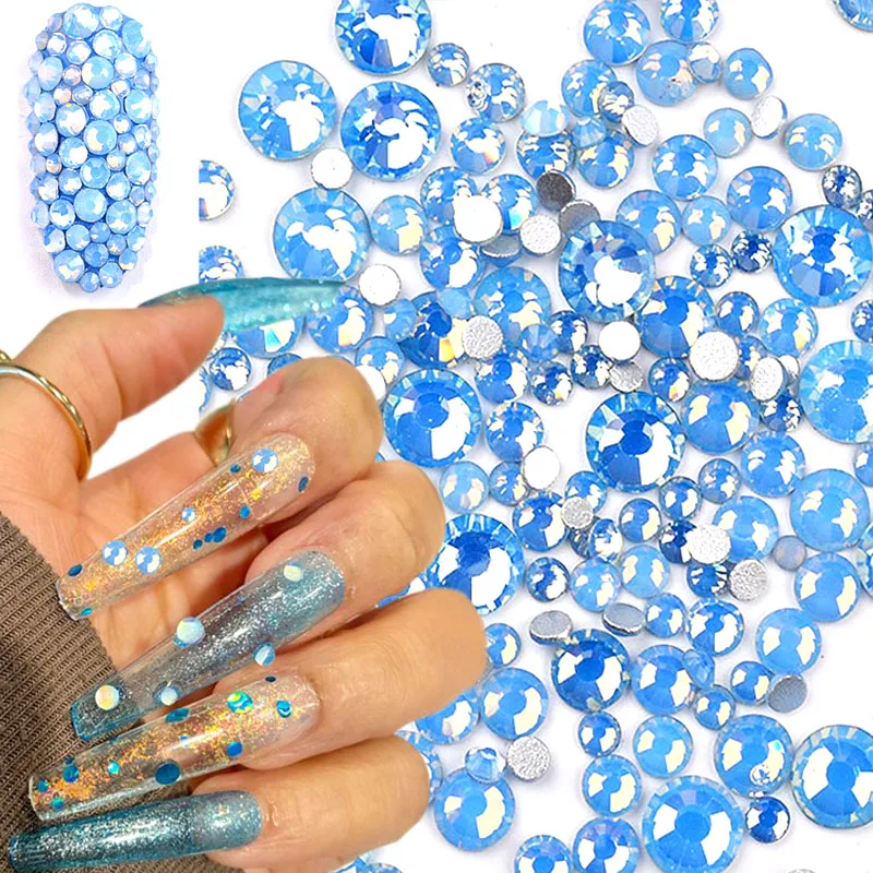 

3D Opal Nail Rhinestones Ss6-ss20 Mix Size Flatback Rhinestones for Nails Shiny Glass Crystal Nail Gems Zircon Nail Decorations