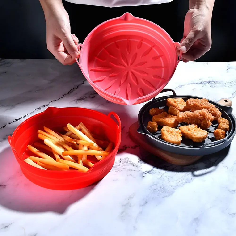 Air fryer liners Multipurpose Air Fryer Pad Silicone Air Fryer Liners Accessories Cake Baking Pan Round Insulation Pad Tray