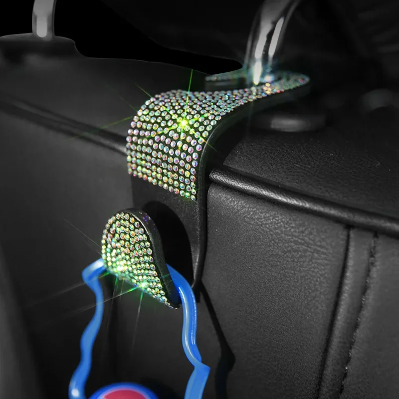 Rhinestone Car Seat Back Hook Bling Diamond Hanger Auto Back Universal Headrest Mount Storage Holder Car Interior Accessories