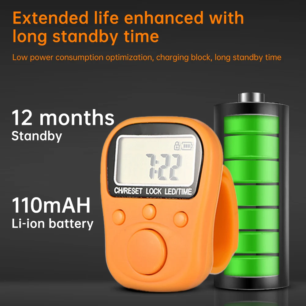 Description Picture 4 of item7 Channel Counters Plastic Shell Hand Finger Display Manual Counting Tally Clicker Color Shell Timer Soccer Golf Counter