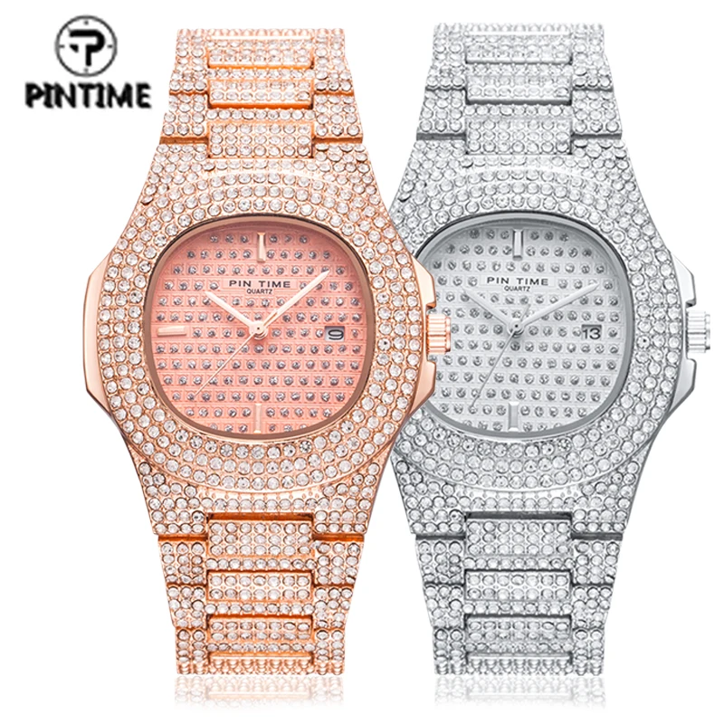 Fashion Iced Out Watch Men Diamond Steel Hip Hop Mens Watches Top Brand Luxury Gold Clock Reloj Hombre Relogio Masculino
