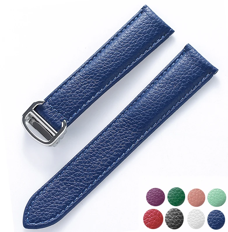 Litchi Soft Leather Watch Strap - Luxury Belt for Men & Women, Replacement Watch Accessory