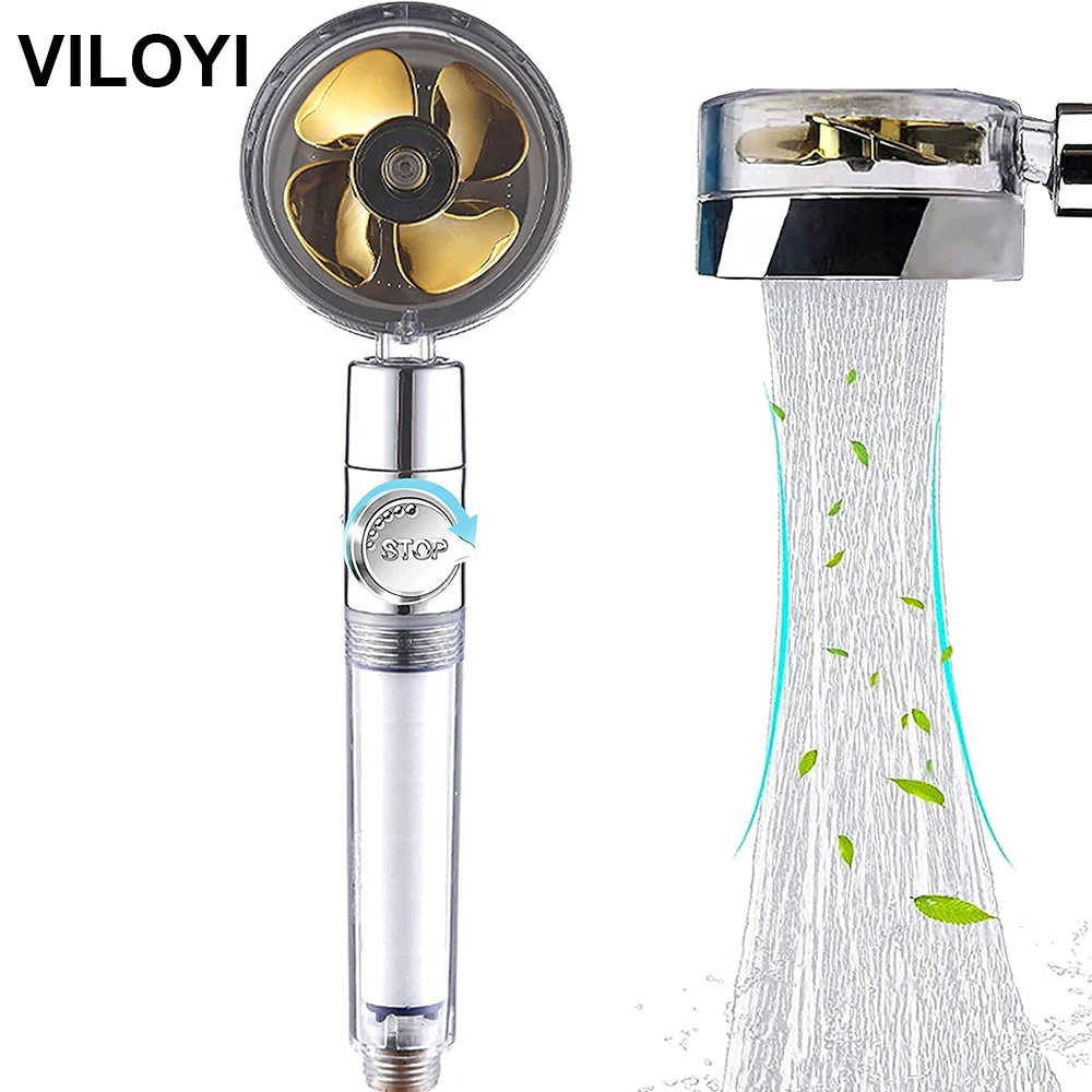 Showerhead with Filter Easy Install Handheld Turbocharged Shower Head 360 Degrees Rotating High Pressure Fan Shower Heads Turbo Propeller Driven Shower Head Levyhead Shower Head 