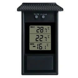 Waterproof Digital LCD Thermometer with Max - Min Display (Black)
