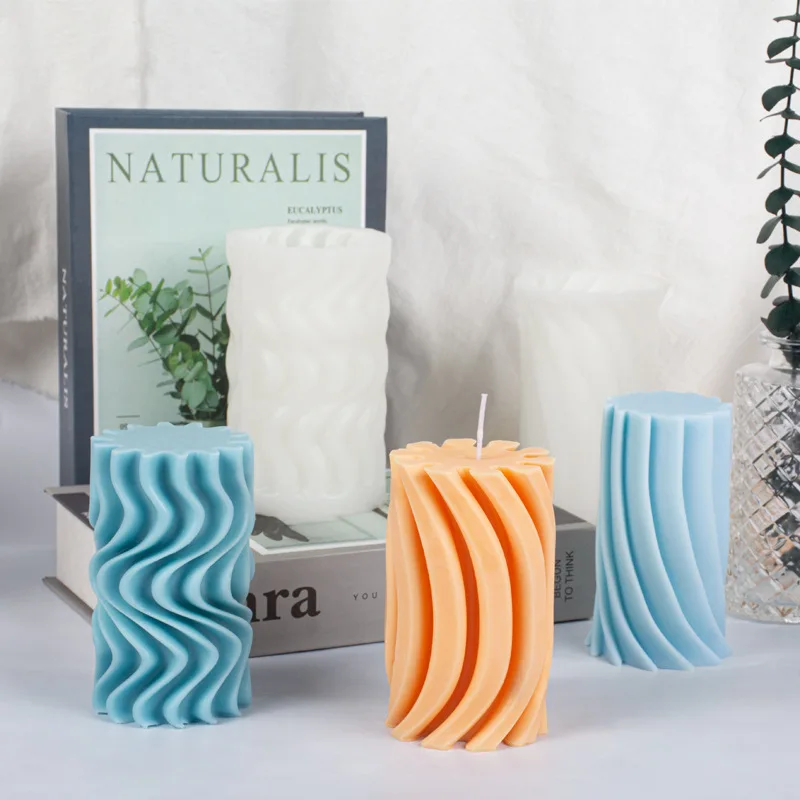 

3D Twisted Stripe Spiral Silicone Candle Mold Geometric Columnar Scented Candle Making Soap Resin Plaster Mould Home Decor Gifts