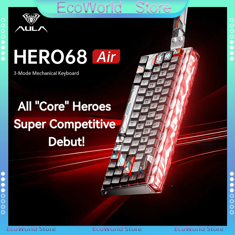 AULA Hero68 Air 트라이 모드 마그네틱 스위치 키보드 듀얼 8K 유선 무선 RT 낮은 대기 시간 68키 핫스왑 가능 RGB 웹 드라이버
