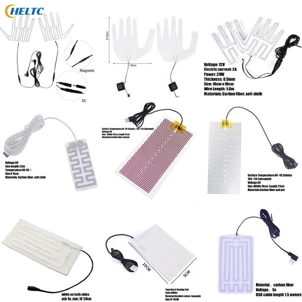 1Set USB Electric Heated Jacket Golve Insole Heating Pad Outdoor Themal