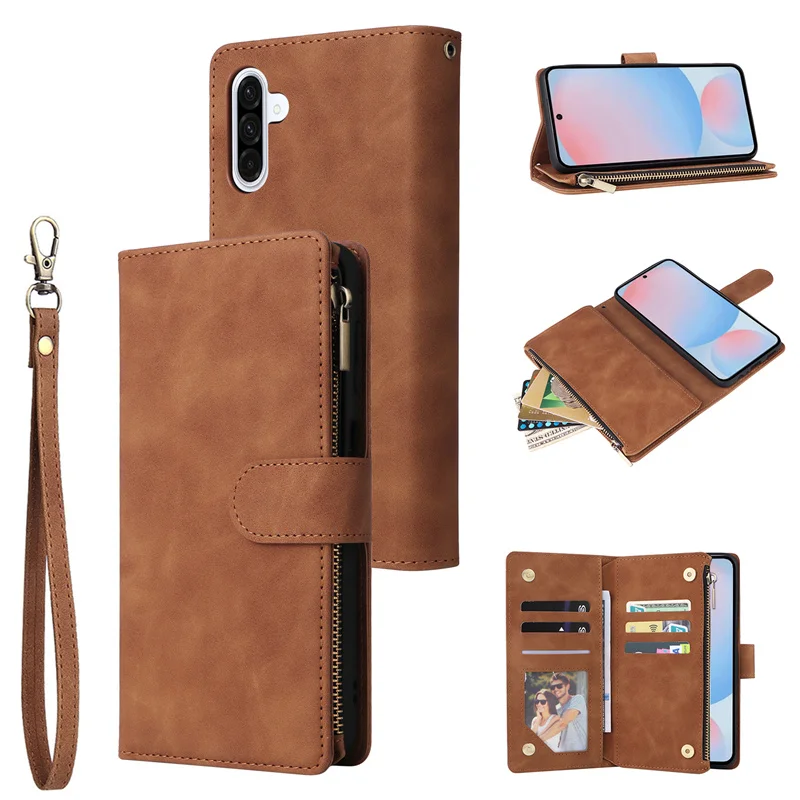 Premium Flip Leather Phone Case with Zipper Wallet and Card Holder