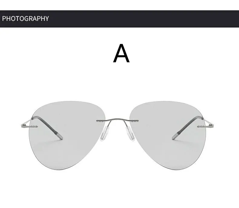 BOYSEEN Randlose Titan Photochrome Sonnenbrille Polarisierte Sonnenbrille Männer Vintage Ultraleicht Marke Designer Pilot Brillen UV400 – Detail 8
