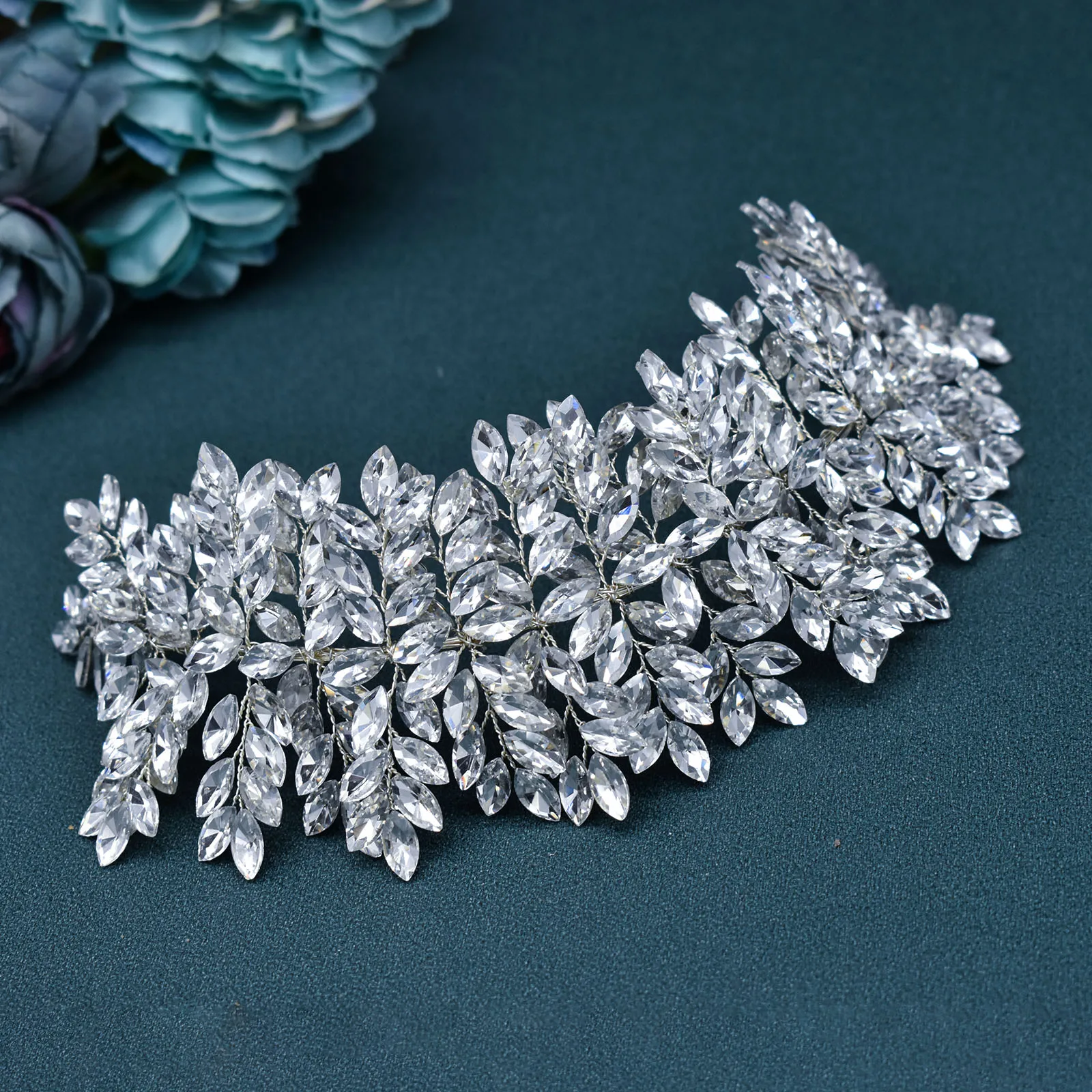 DZ005 Rhinestone Wedding Headpiece Big Headdress Trendy Bride Hair Ornaments Bridal Hair Jewelry Gifts for Girl Crystal Headband