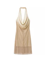 HH Women Summer Fashion Dresses Solid Swinging Collar Sleeveless Rhinestone Decoration Backless Zipper Female Sexy Mini Dress - Image 3