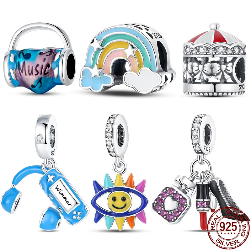

Hot Sale Charms Fit Pandora 925 Original Bracelet 925 Silver Color Zircon Smiling Sunflower Charms Beads Fine DIY Jewelry Making