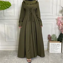 

Ramadan Thick Crepe Plain Arabic Long Dresses for Muslim Women Abaya Dubai Evening Hijab Dress Turkish Islamic Pakistani Clothes