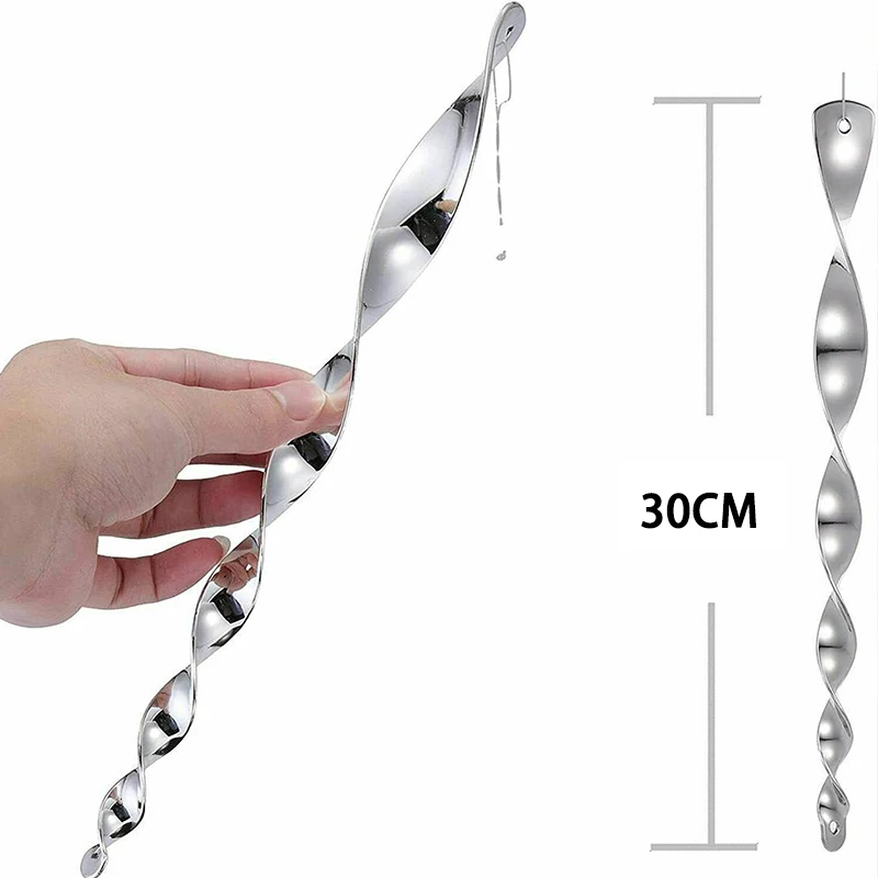 12Pcs Bird Repellent Reflective Rods 30cm Scare Birds Repeller Wind Spiral Rotating Rod Hanging Ornaments Home Garden Decor