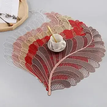 Insulation Pad Dish Coffee Table Mat Nordic Leaf Hollow Placemat Oil PVC Water Resistant Non-slip Kitchen Coaster Home Decor