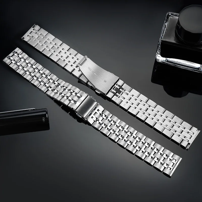 Elegant Solid Steel Watch Strap with Stainless Steel Butterfly Clasp