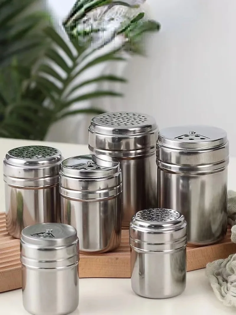 Seasoning Jar Salt Sugar Bottle Rotating Cover Multi-purpose Stainless Steel Spice Pepper Kitchen Gadget 1 Piece seasoning jar salt shaker spices bottle salt pepper shakers