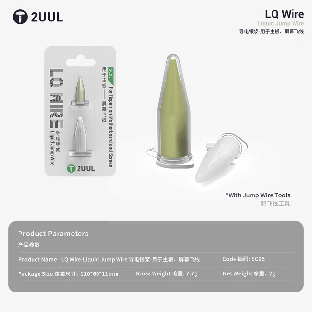 2UUL SC95 LQ Wire Conductive Silver Paste High Performance for Mobile Phone Motherboard PCB and Screen Flex Cable Repair Tools 6