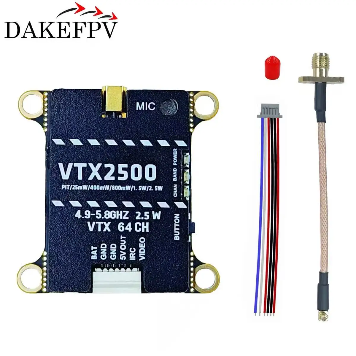 VTX DAKEFPV 5.8GHz 1.6W/2.5W Émetteur Vidéo FPV Longue Portée