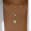 Colliers en chaîne de perles tressées simples, ton or, ensemble de colliers avec pendentif superposé pour femmes, usage quotidien et de fête, 5 pièces/ensemble