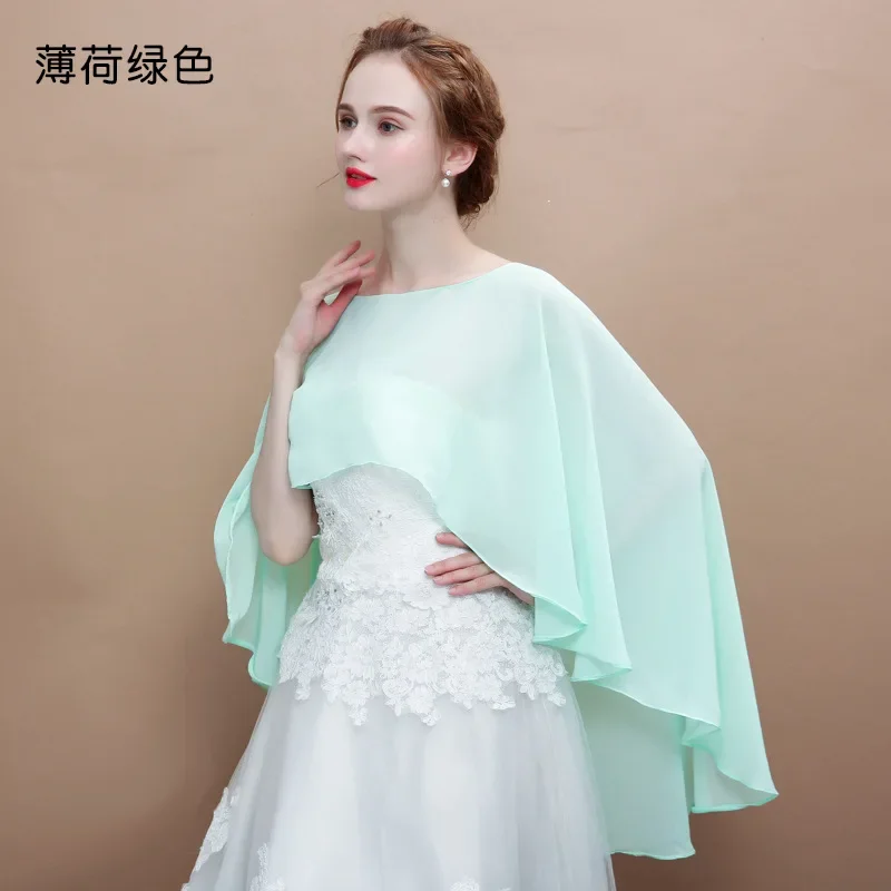

2024 Spring Summer New Chiffon Solid Color Pullover Cloak Lady Thin Shawl Women Sunscreen Cover Arms Poncho Capes Green