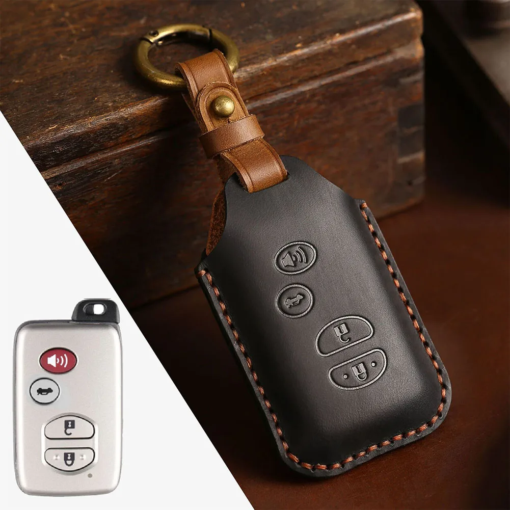 

New Leather 4 Button Car Key Case Cover Fob Shell For Toyota For Avalon For Highlander Car Accessories