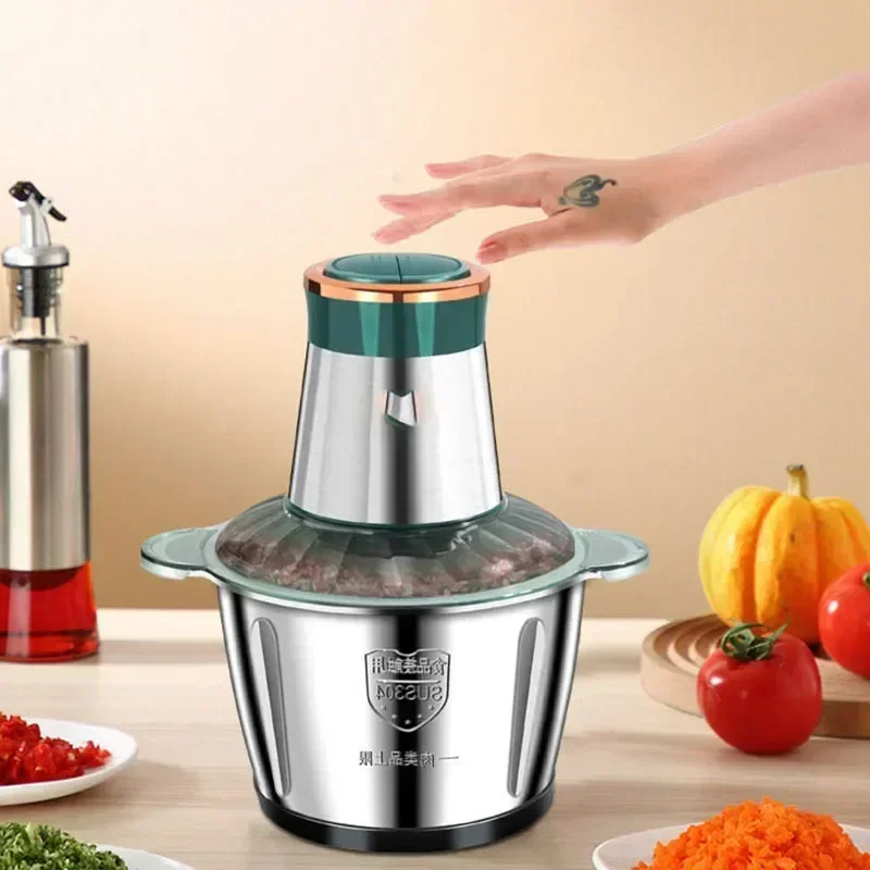 Kitchen household electric meat grinder stainless steel stuffing minced vegetables minced meat mincer small garlic chili cooker 5