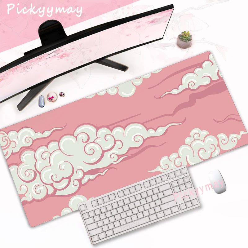 Grande Rosa Flores de Cereja Mouse Pad Mesa do Computador em Casa Sakura Art Rug Tapete de Mesa Acessórios de Escritório - Imagem 2
