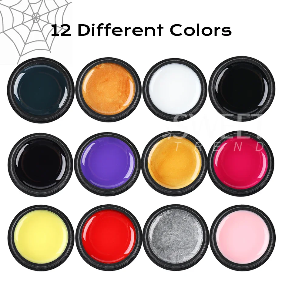 12pcs 5ml Spider Wire Gel Nail Polish Creative Colorful Drawing Flower Painting Line DIY Nail Art Design Gel Polish Varnish Glue