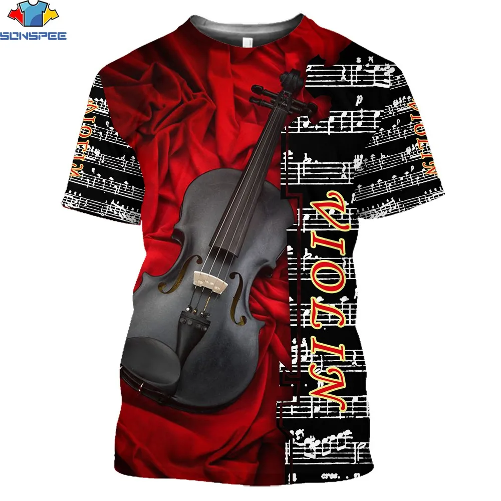 

SONSPEE 3D Print Sunmmer Men Women Short Sleeve T-shirt Violin Harajuku Cool Fashion Sport Leisure Roundneck Leisure Shirts Tops