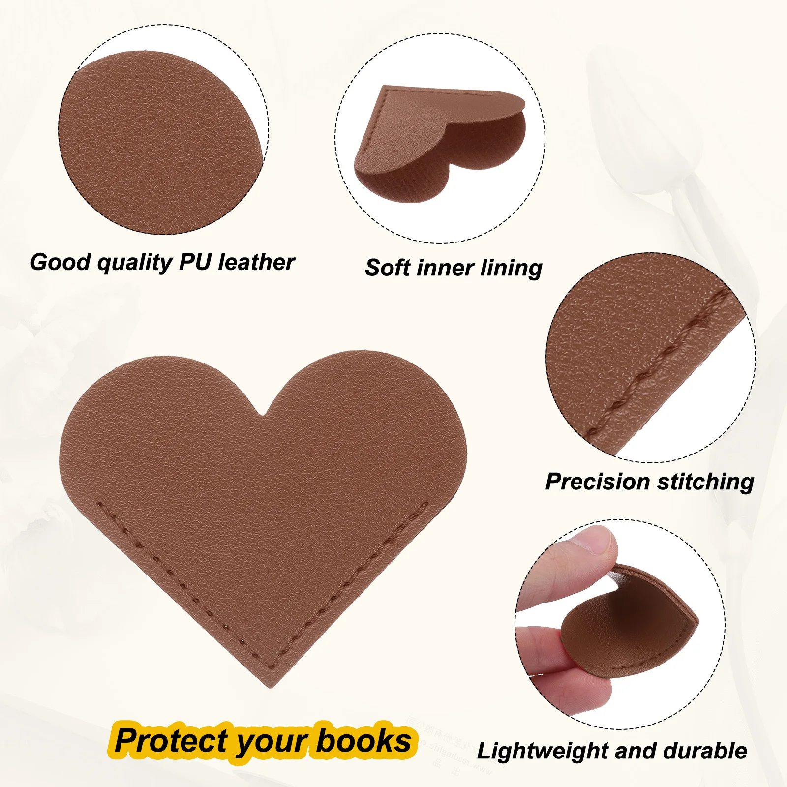 6/12/18Pcs Leather Bookmarks Corner Bookmarks Page Markers Mini-portable Gift Heart Bookmark Page Folder Corner Protective Cover