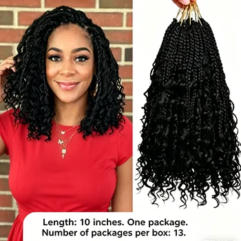 Capelli sintetici ricci bohémien da 10 pollici, confezione da 1, 13 ciocche, adatti per matrimoni e viaggi.